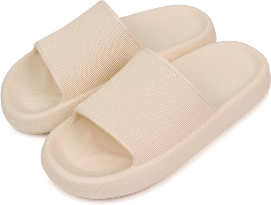 Cloud slippers voor en comfortabele huisslippers doucheschoenen instapslippers badkamersandalen ultiem comfort lichtgewicht dikke zool antislip gemakkelijk schoon te maken gebroken wit 39