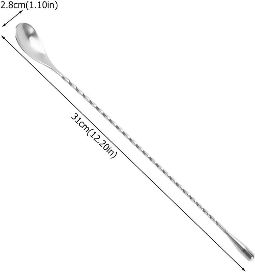 Cocktail Menglepel RVS Bar Wijn Cocktail Mixing Twist Lepel Lange Steel Drinkroerhulpmiddel voor Barmannen en Thuisgebruik Lengte