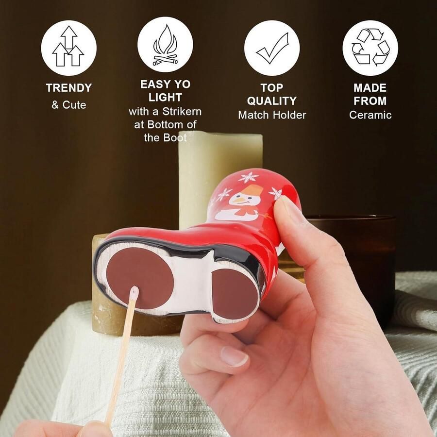 Cocopl Cowboylaars Luciferhouder Kerstversieringen Schattig Keramisch Spits Accessoire Rood Binnendecoratie Badkamer Slaapkamer Keuken Geschikt voor Lucifer Model