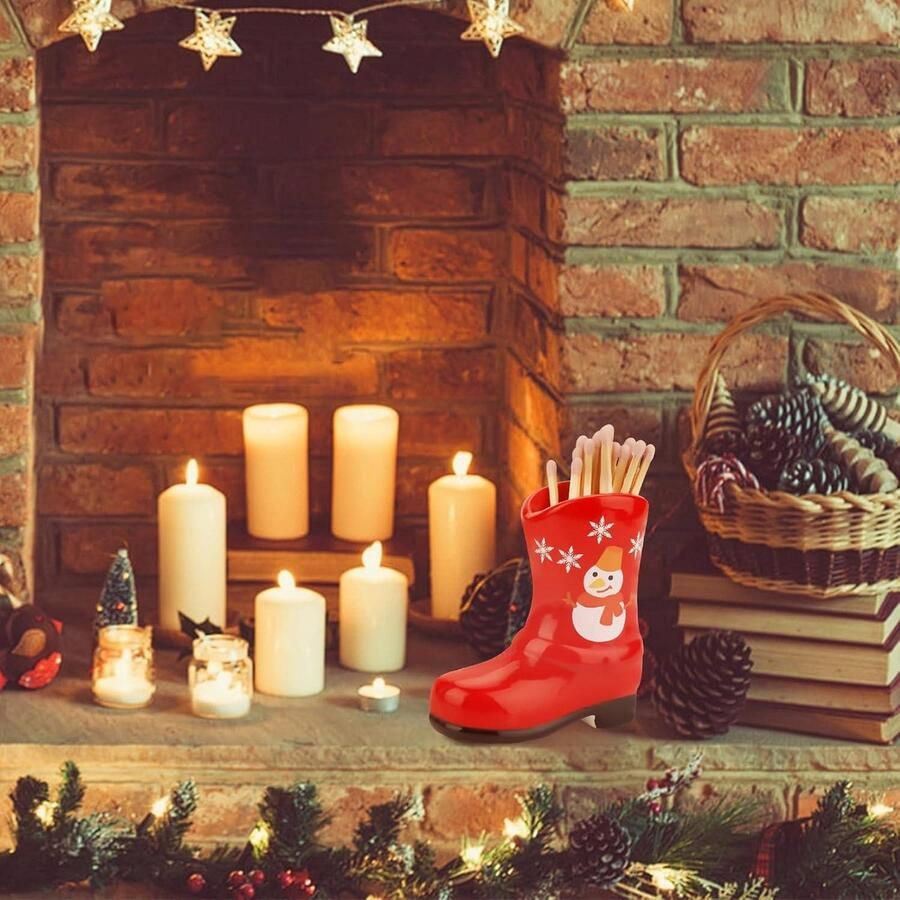 Cocopl Cowboylaars Luciferhouder Kerstversieringen Schattig Keramisch Spits Accessoire Rood Binnendecoratie Badkamer Slaapkamer Keuken Geschikt voor Lucifer Model