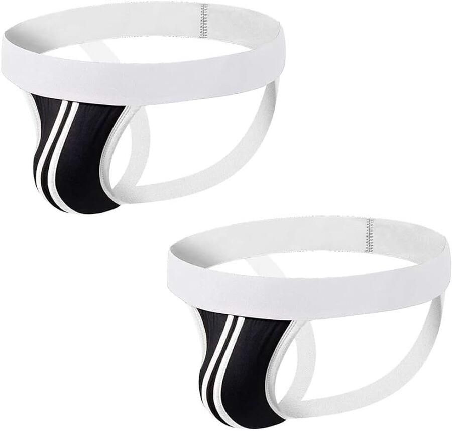 Code Heren Jockstrap Pack Gestreepte Katoen Jock Straps Supporter 2-pack Wit