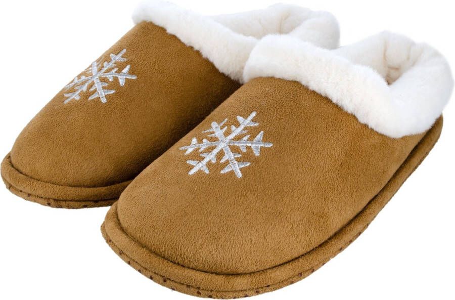 Merkloos Sans marque Cognac bruine pantoffels sloffen sneeuwvlok voor heren Huissloffen voor mannen Sloffen pantoffels - Foto 1