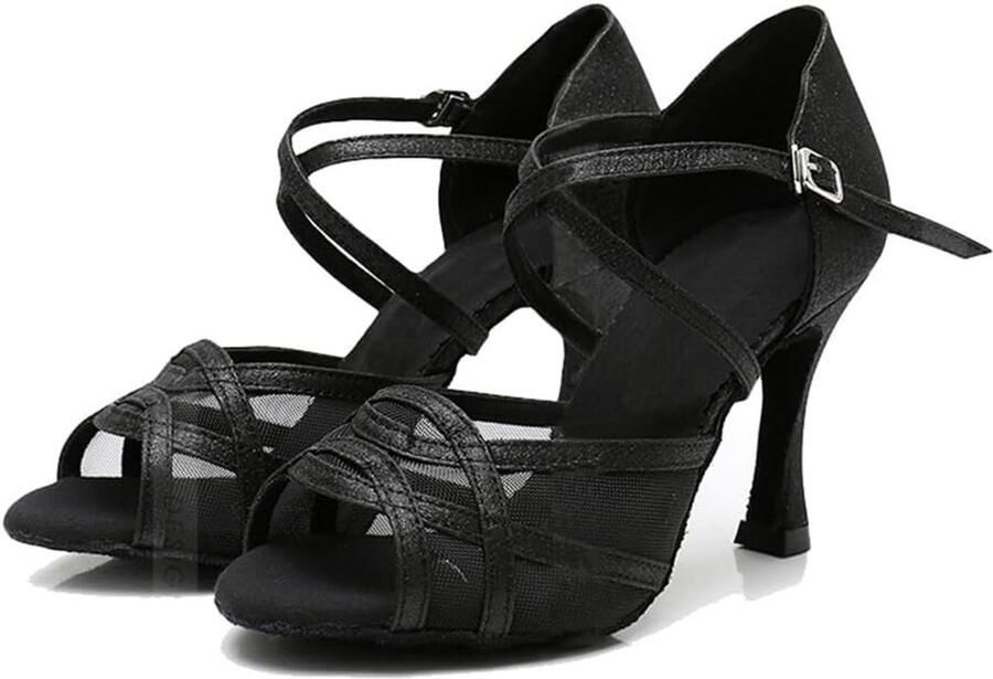 Comfort Mesh Glitter Peep Toe Salsa Tango Ballroom Latijn Moderne Dansschoenen Bruiloft Party Sandalen