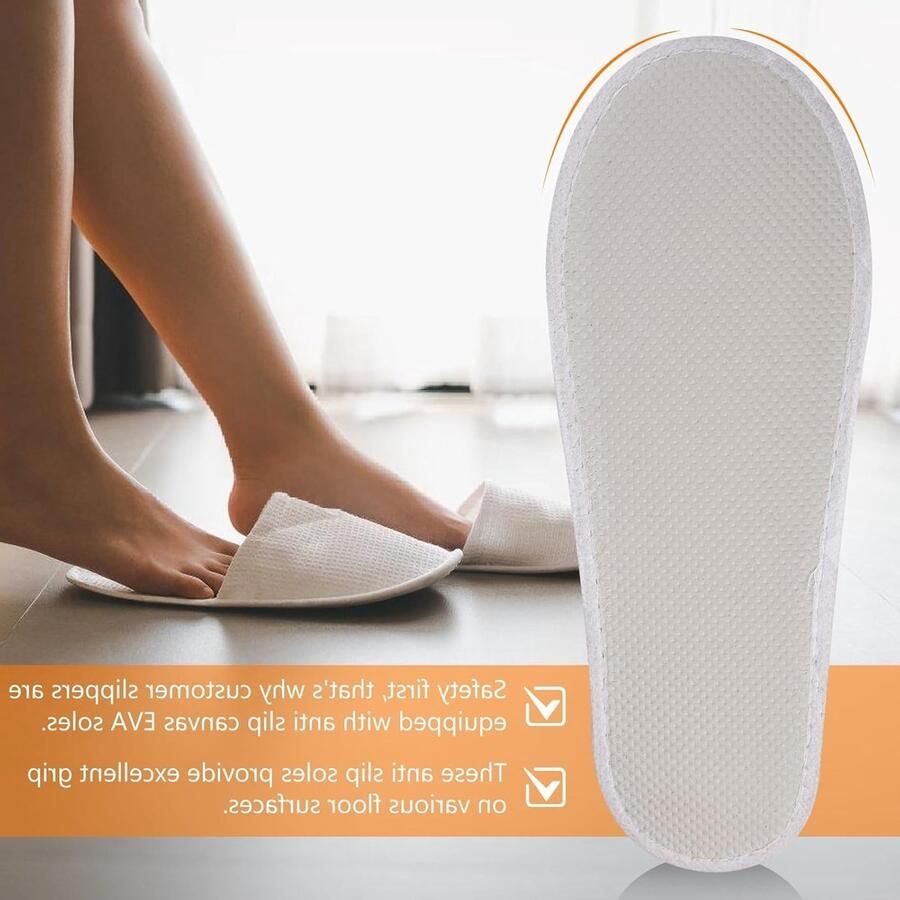 20 Paar Gastenslippers voor Hotels: Draagbare Antislip Slippers voor Thuis en Reizen Unisex Badslippers (Wit)