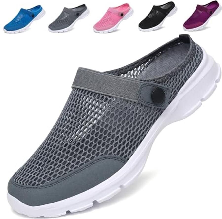 Comfortabele Ade d Tuinschoenen Slip-On Antislip Huissloffen Grijs