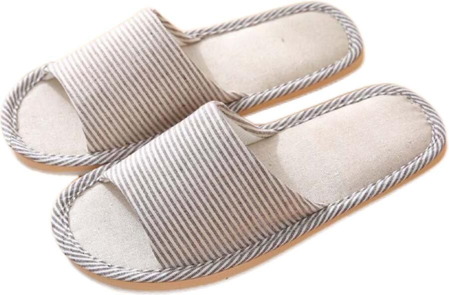 Comfortabele ade de en antislip slippers van katoen en linnen voor en zacht licht en met open neus geschikt voor binnen en buiten.（37-38）