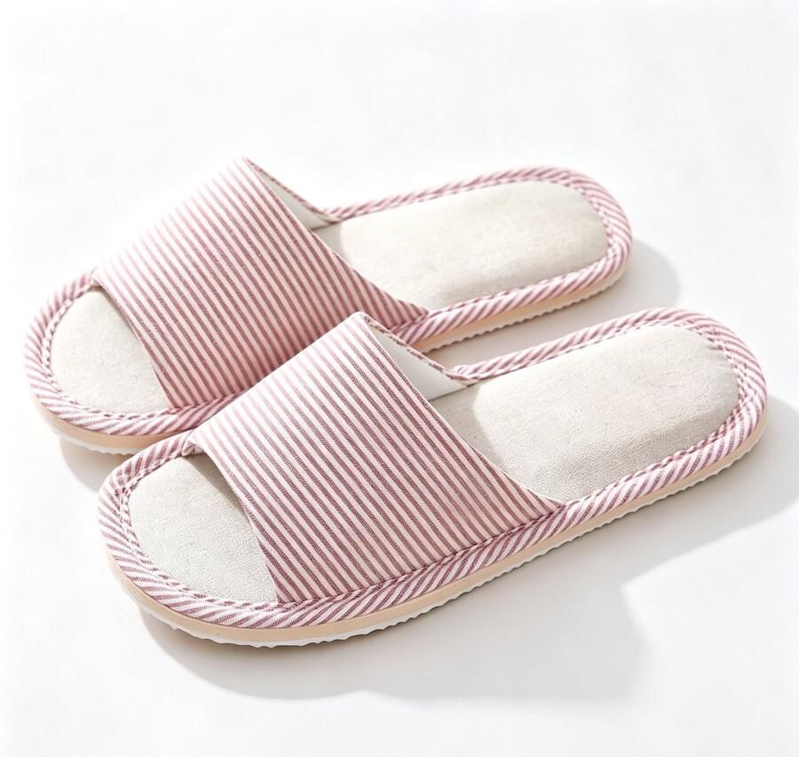 Comfortabele ade de en antislip slippers van katoen en linnen voor en zacht licht en met open neus geschikt voor binnen en buiten.（39-40）