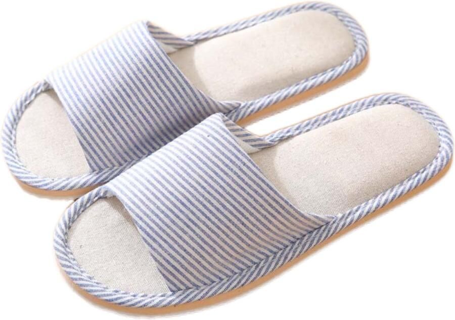 Comfortabele ade de en antislip slippers van katoen en linnen voor en zacht licht en met open neus geschikt voor binnen en buiten.（39-40）