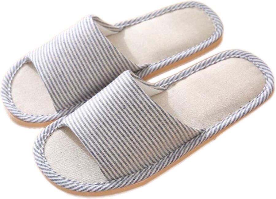 Comfortabele ade de en antislip slippers van katoen en linnen voor en zacht licht en met open neus geschikt voor binnen en buiten.（37-38）