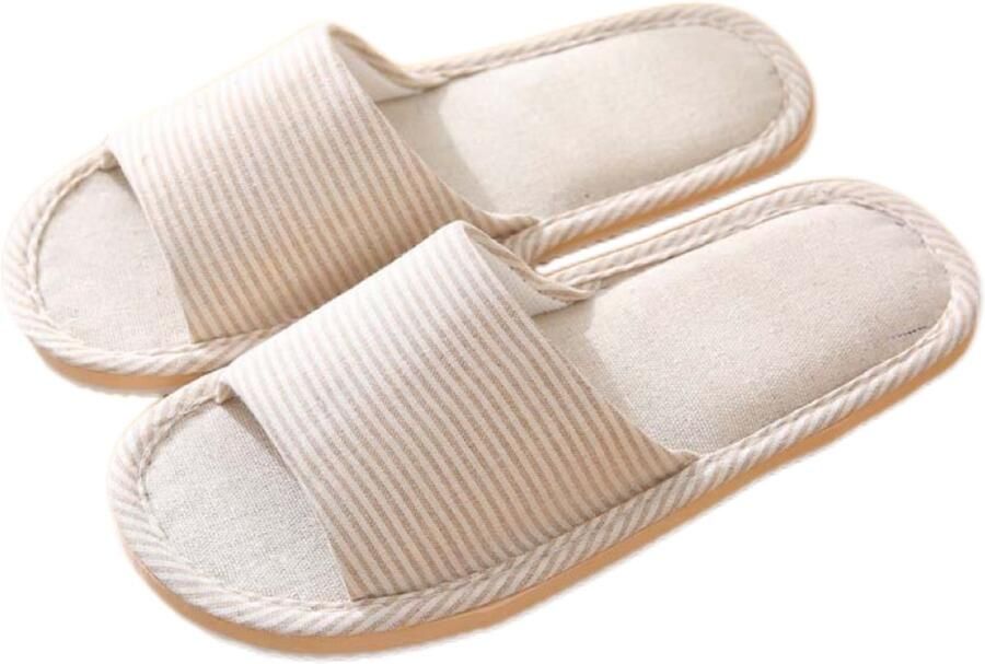 Comfortabele ade de en antislip slippers van katoen en linnen voor en zacht licht en met open neus geschikt voor binnen en buiten.（39-40）