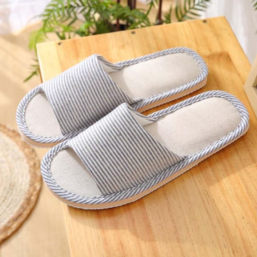 Comfortabele ade de en antislip slippers van katoen en linnen voor en zacht licht en met open neus geschikt voor binnen en buiten EU)