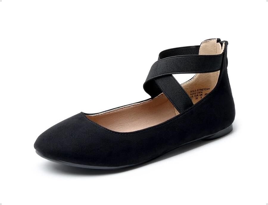 Comfortabele ballerina flats dames met enkelwikkel en elastische bandjes