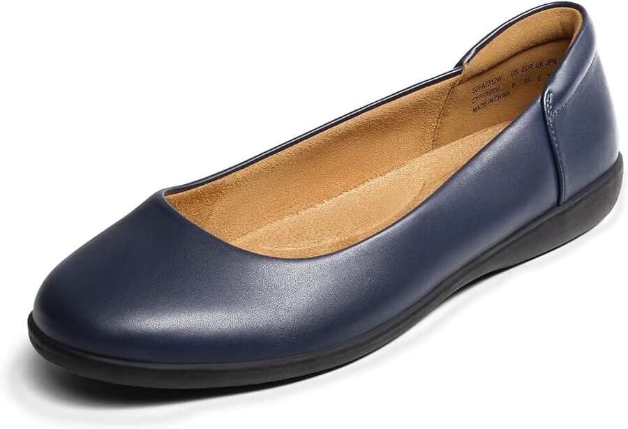 Comfortabele ballerina's voor dames met ronde neus instappers kantoorschoenen