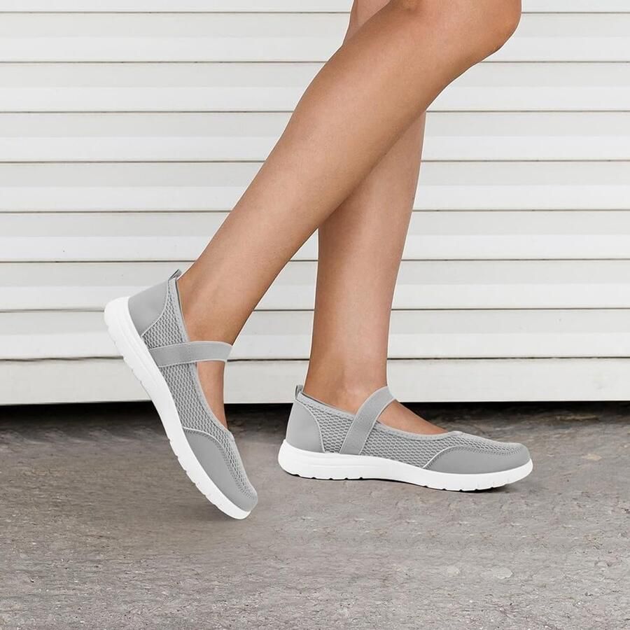 Elegante Dames Ballerina's met Sluiting van Mesh Stof Comfortabele en Antislip Loafers voor Dagelijks Kantoorgebruik