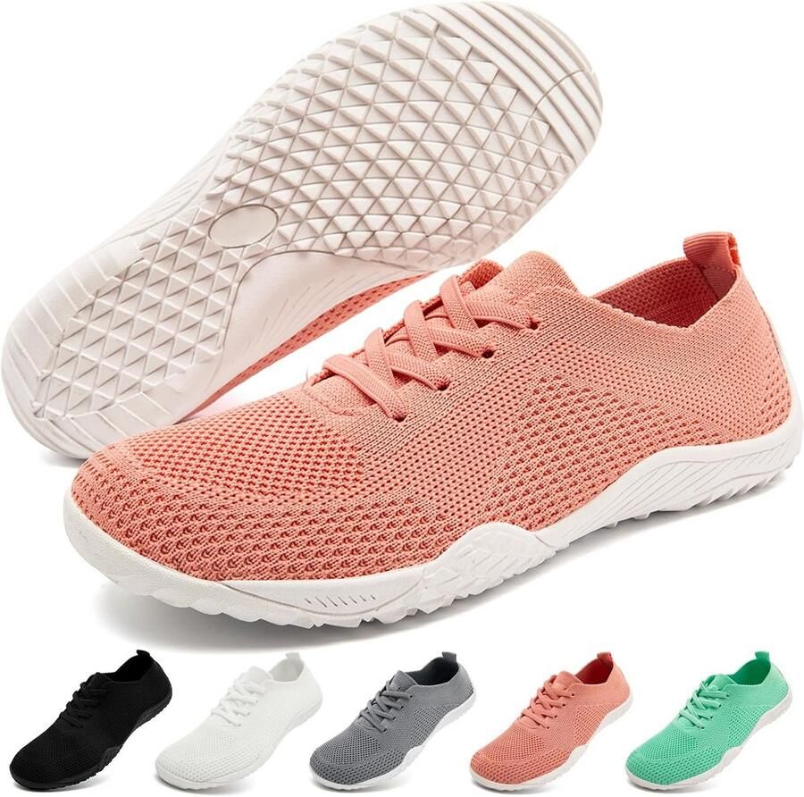 Comfortabele Barvoetschoenen Dames Roze Flexibele Zero-Drop Sneakers voor Sport en Wandelen