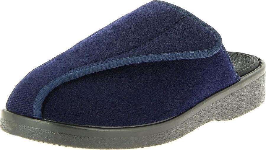 Comfortabele Brede Pantoffels met Klittenband en Uitneembaar Voetbed Extra Wijd