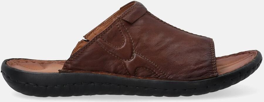Comfortabele bruine leren heren slippers