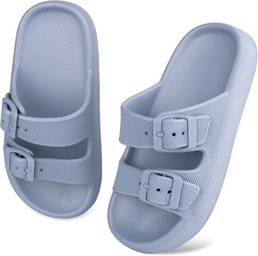 Comfortabele Cloud Slides met Dubbele Gesp voor Kinderen Verstelbare EVA Sandalen