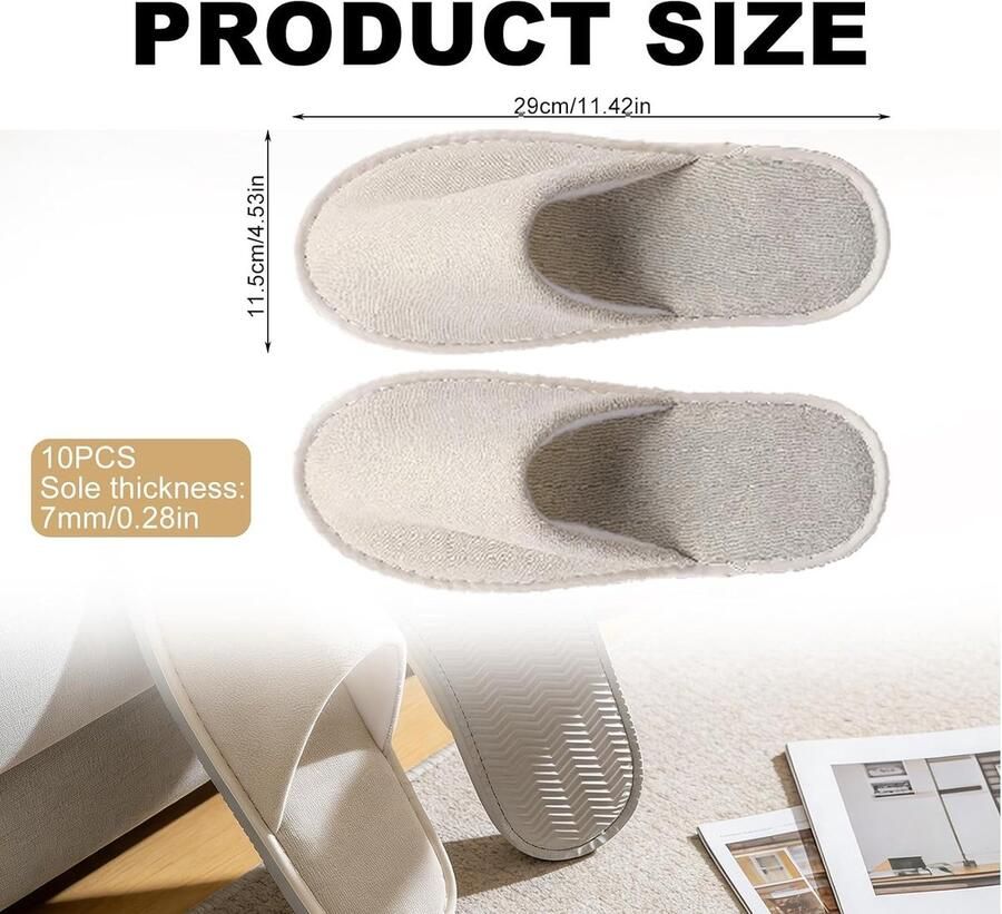 Comfortabele Coral Fleece Slippers met Antislip Zolen voor Thuis Spa en Hotelgebruik 10 Paar 29× Geel