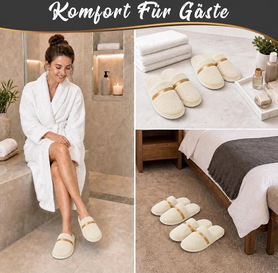 Comfortabele Coral Katoenen Slippers voor Gasten Antislip Ideaal voor Hotel Spa en Thuisgebruik Geel 6 Paar