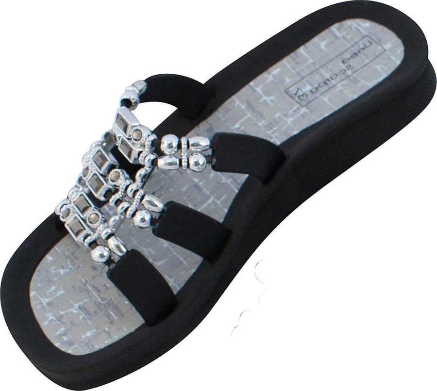 Comfortabele Dames Badslippers met Kurklook Voetbed voor Sauna en Strand