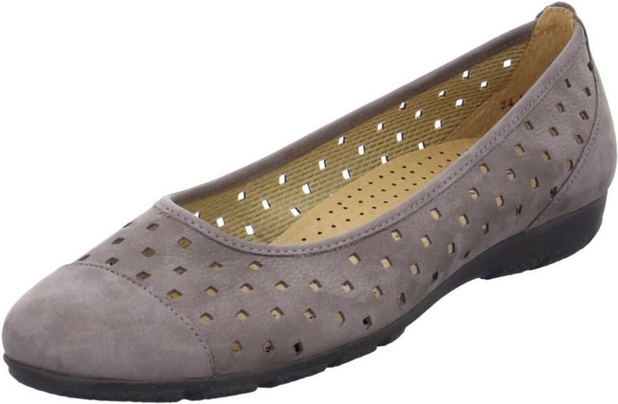 Comfortabele Dames Ballerina's van Nubuck Leer Grijs