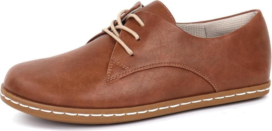 Comfortabele Dames Blotevoetenschoenen Leer Brede Neus Oxford Stijl Loafers