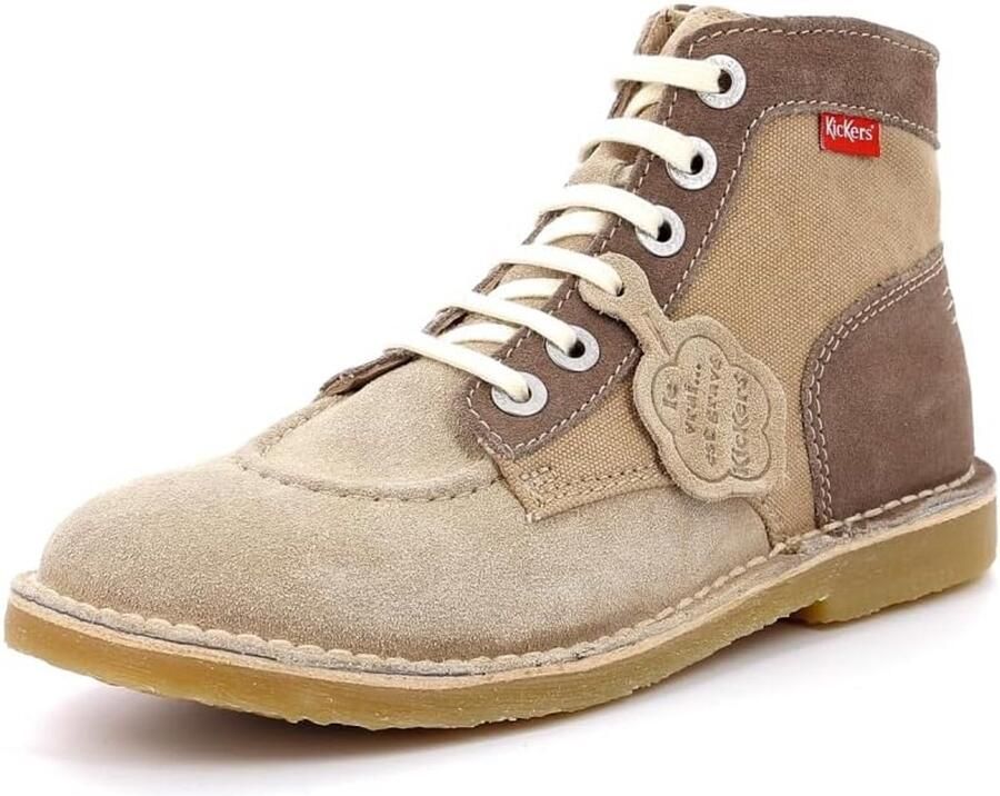 Comfortabele Dames Enkellaars Sneakers Beige Suède Look