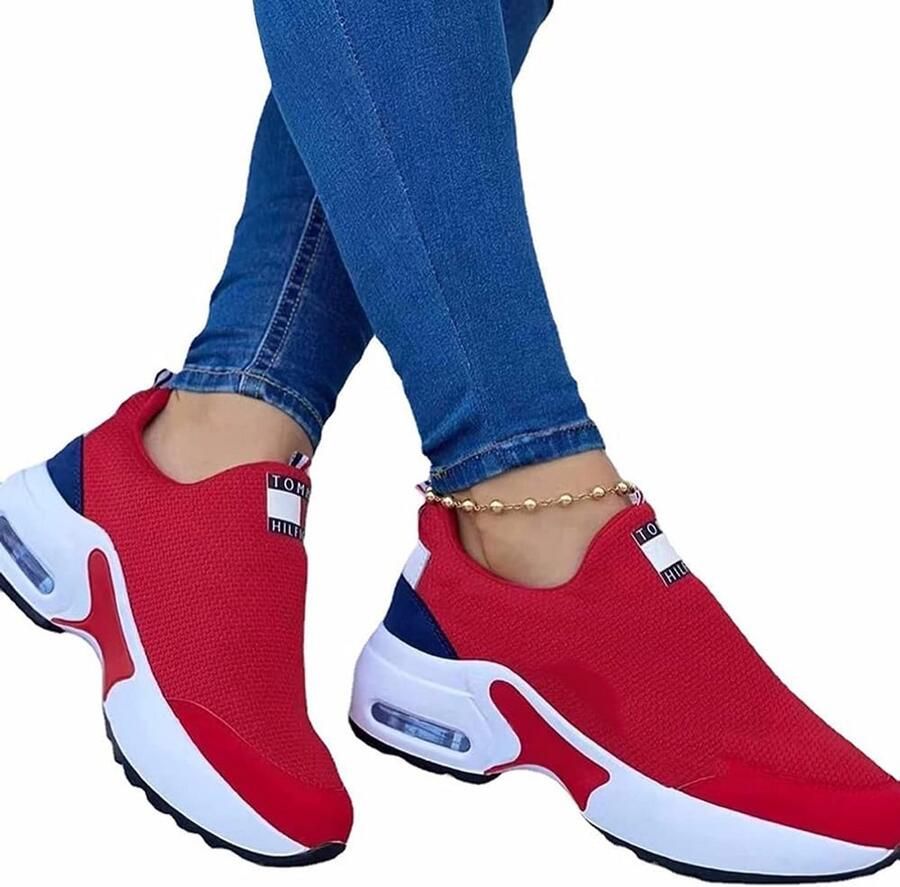 Comfortabele Dames Hardloopschoenen Orthopedisch & Ademend Wandelschoen Rood