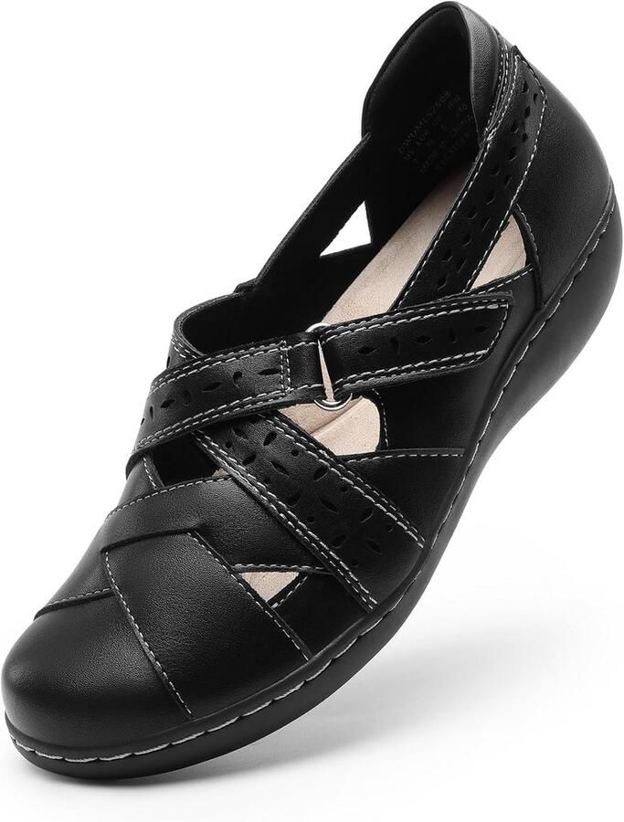 Comfortabele Dames Instappers Wandelschoenen Platte Schoenen Gesloten Teensandalen