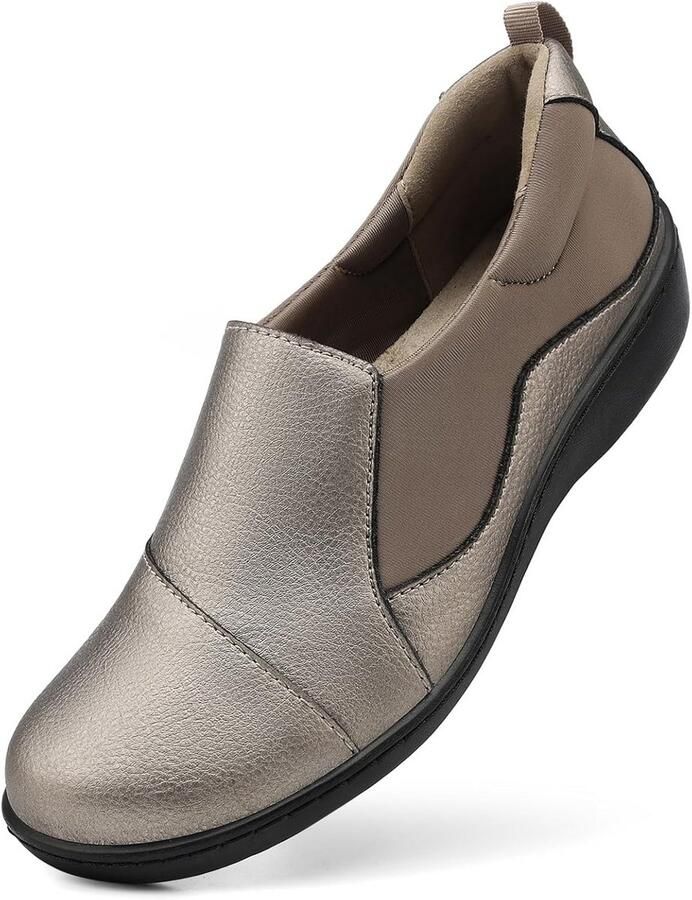 Comfortabele Dames Leren Instappers Platte Casual Wandelschoenen