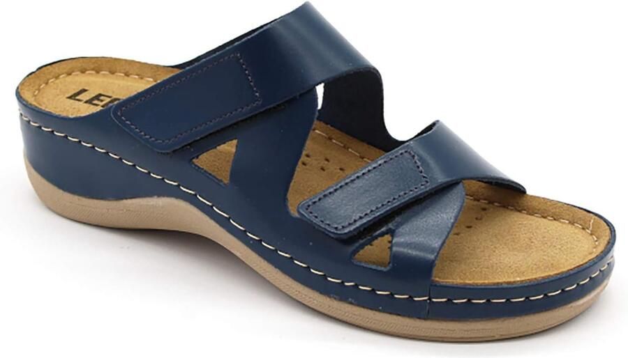 Comfortabele Dames Leren Mules Blauw
