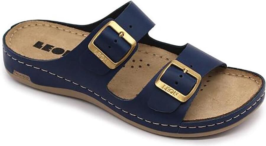 Comfortabele Dames Leren Mules Blauw