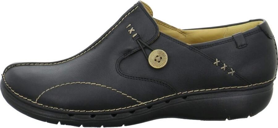 Comfortabele Dames Instapper Marine Blauw Leer Loopzool & Dempende Binnenzool