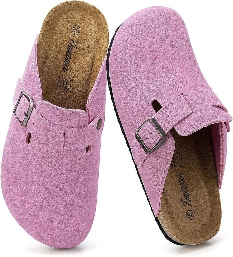 Comfortabele dames muclopen pantoffels suède look antislip t m