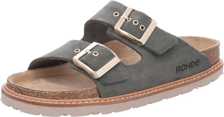 Comfortabele dames muiltjes met kurken voetbed en verstelbare banden