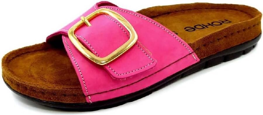 Comfortabele Dames Mules met Klittenbandsluiting Leer G-Wijdte