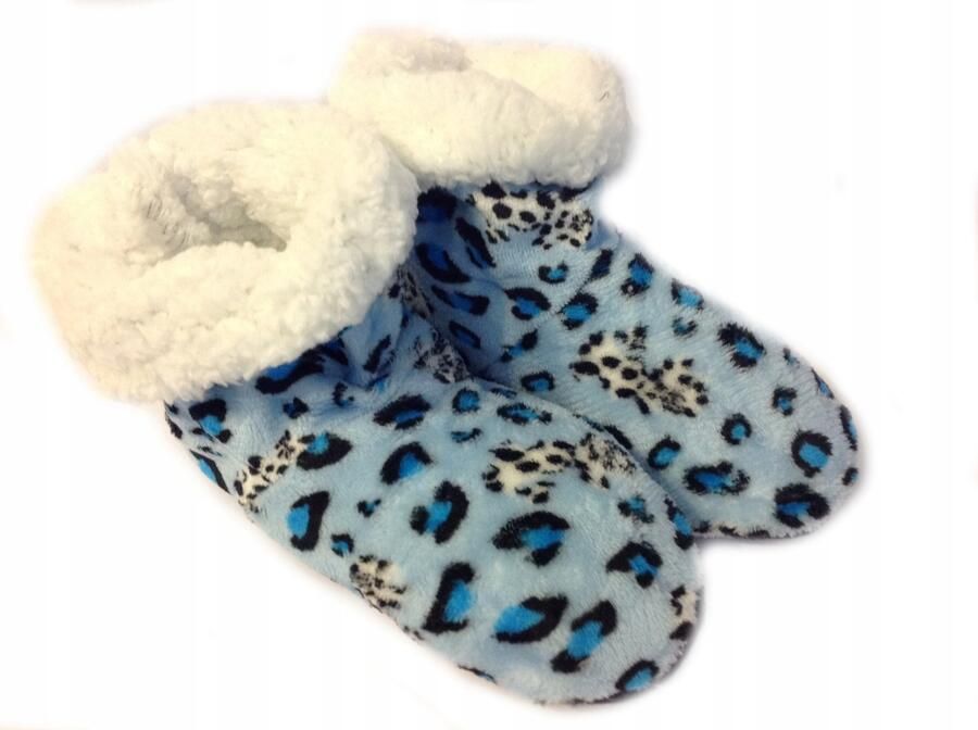 Comfortabele Dames Pantoffels Blauw Panterprint