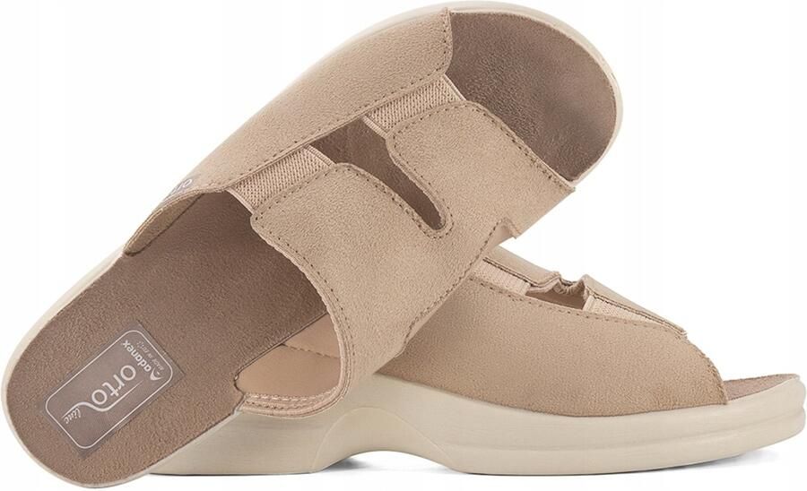 Comfortabele dames pantoffels met klittenband beige