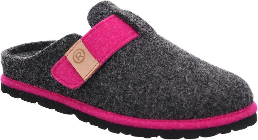 Comfortabele dames pantoffels met klittenband en echt lederen voetbed