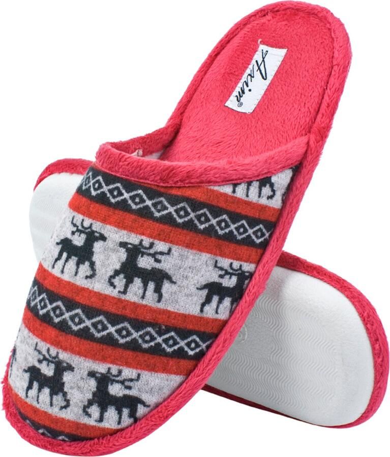 Comfortabele dames pantoffels met rendiermotief