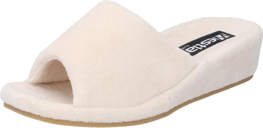 Comfortabele Dames Pantoffels met Sleehak en Katoenen Bovenwerk