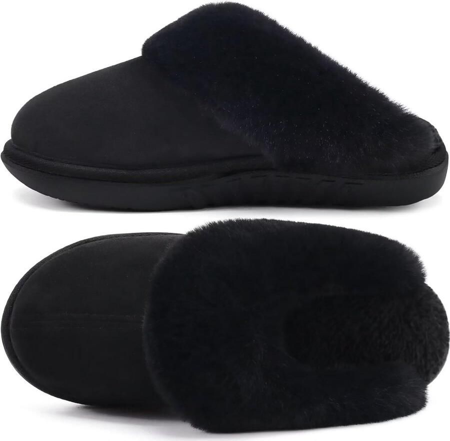 Comfortabele Dames Pantoffels met Traagschuim Zachte Borgell Suède Instapper voor Binnen en Buiten