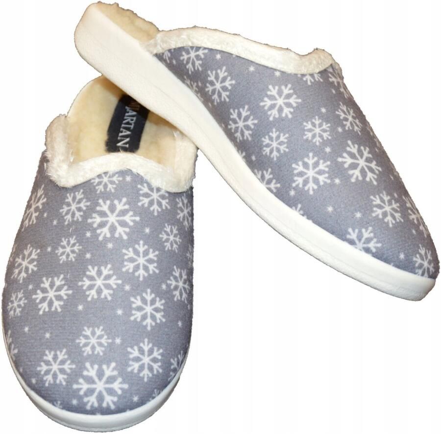 Dames pantoffels met wol comfortabel en warm grijs met sterren