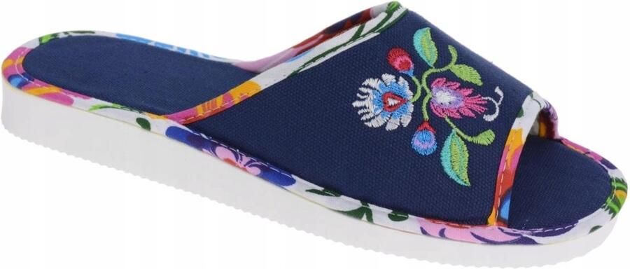 Linnen Pantoffels Folk Marineblauw Ademend & Comfortabel