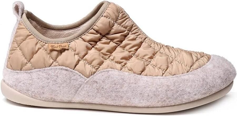 Comfortabele Dames Pantoffels van Vilt en Stof met Rubberen Zool