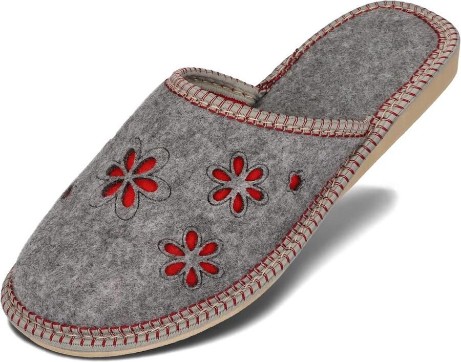 Comfortabele Dames Pantoffels van Vilt met Bloemmotief of Tekst