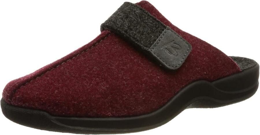 Comfortabele Dames Pantoffels van Vilt met Klittenband Antraciet Grijs