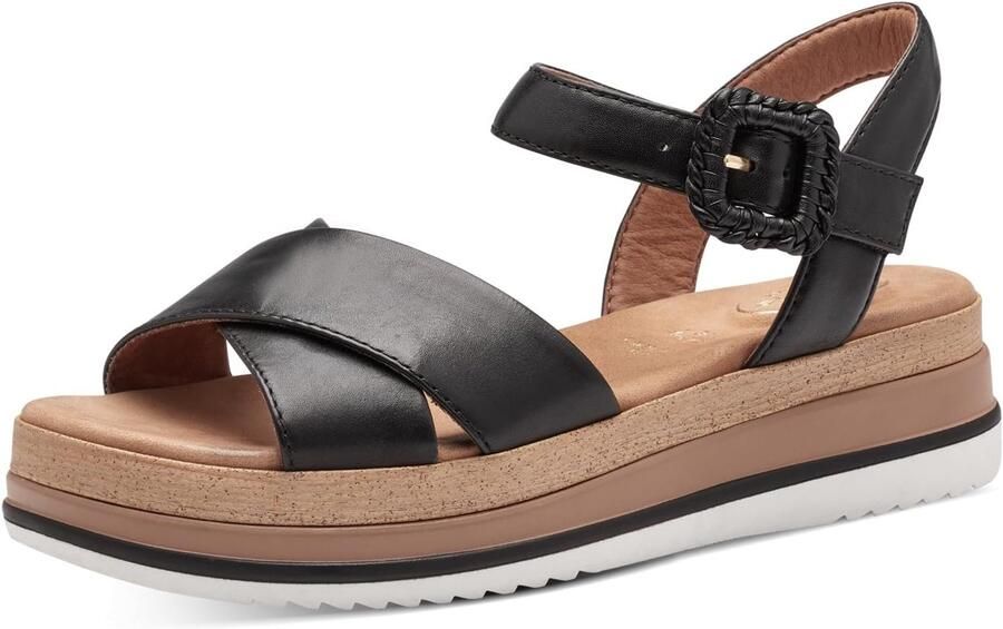 Dames Sandalen Leer Klittenband Comfort Zwart