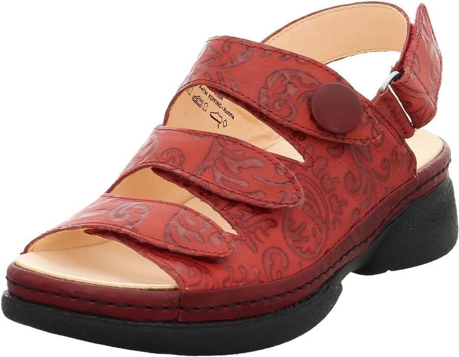 Comfortabele Dames Sandalen Leer Rode Combinatie